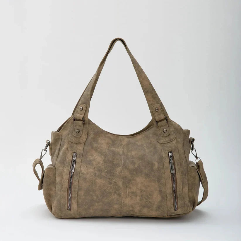 Sac fourre-tout à épaule pour femmes Arden | Double fermeture éclair avant, silhouette structurée