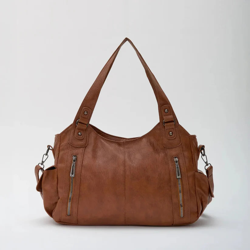 Sac fourre-tout à épaule pour femmes Arden | Double fermeture éclair avant, silhouette structurée